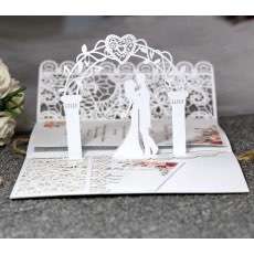 3D Wedding Invitation Card Laser Cut Paper Off-white Color